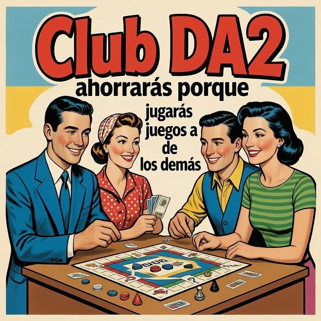 Cartel vintage del Club Da2 ilustrando el lema del club